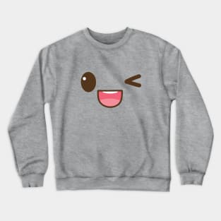 Winking Cute Face Crewneck Sweatshirt